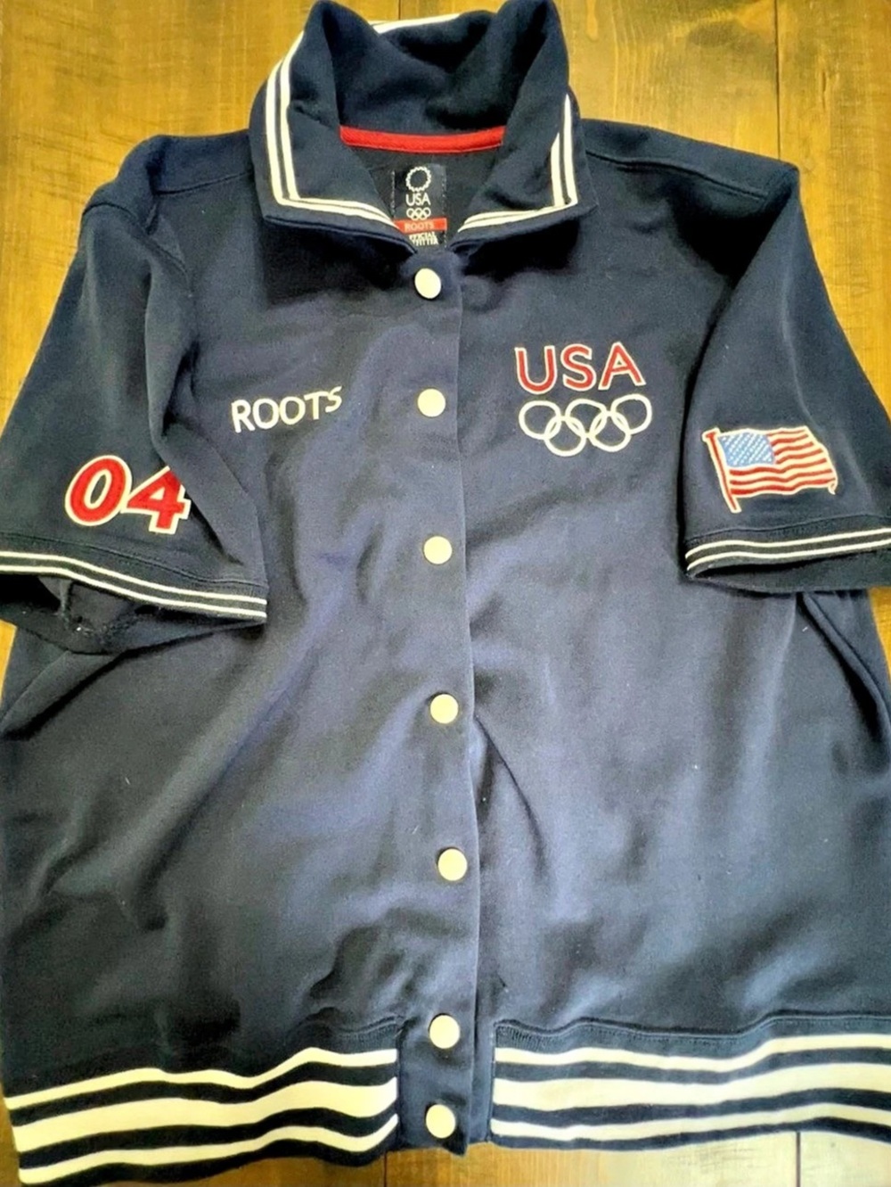 Roots 2004 Athens Olympics Team USA Polo Shirt Blue & Red XL